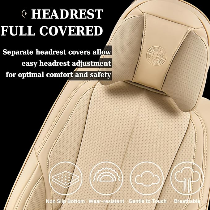 Coverado Car Seat Covers, Seat Covers for Cars, Waterproof Leather Auto Seat Protectors, Leather Car Seat Cushion, Car Interiors Accessories Universal Fit for Most Cars - Image 7