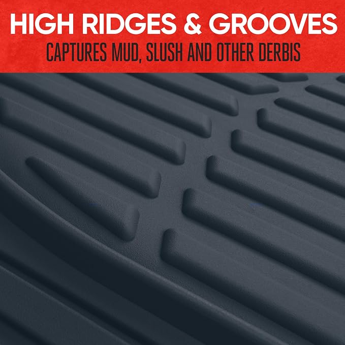 Motor Trend FlexTough Floor Mats for Cars, Blue Deep Dish All-Weather Car Mats, Waterproof Trim-to Fit Automotive Floor Mats for Cars Trucks SUV, Universal Floor Liner Car Accessories - Image 4