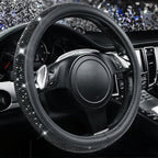 CAR PASS Bling Diamond Leather Steering Wheel Cover, With Sparkly Crystal Glitter Rhinestones Universal Fit 14"1/2-15" Car Wheel Protector for Women Girl Fit Suvs,Vans,Sedans,Car,Trucks, Black Diamond by CARPASS