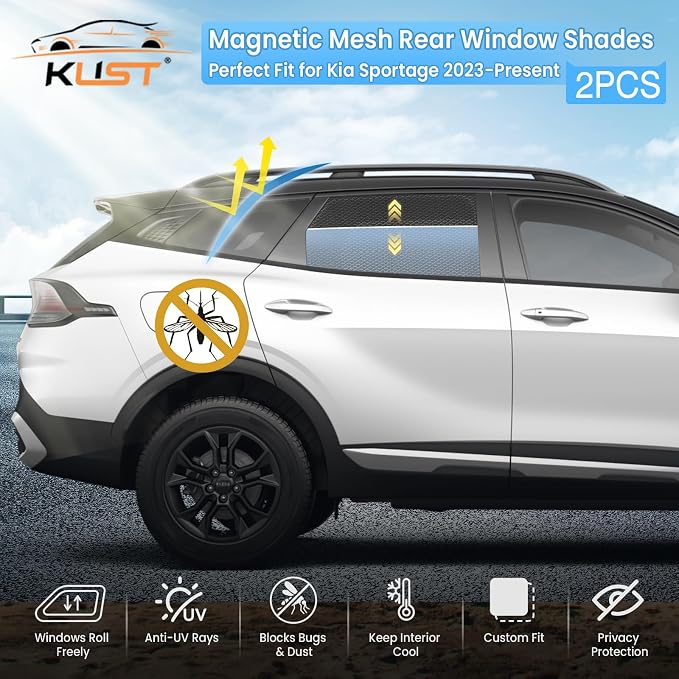 KUST Car Window Shades for 2023-2025 2026 Kia Sportage Accessories, Breathable Mesh Magnetic Window Covers, Rear Back Side Window Sun Shades UV Block Privacy Protection for Baby Camping Napping 2PCS - Image 2