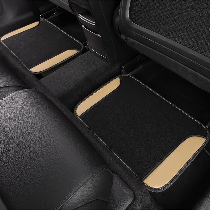 CAR PASS Waterproof Car Floor Mat, Universal Fit Car Mats with Driver Heel Pad, Leather Car Carpet, Anti-Slip Nibbed Backing Floor Mats for SUV, Vans,Sedan,Truck, Automotive Floor Mats (Black Beige) - Image 6