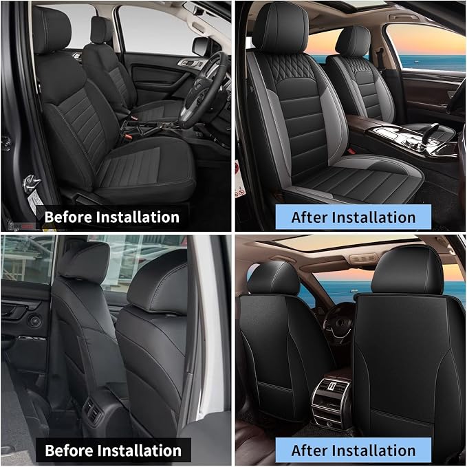 Car Seat Covers Fit for Subaru Impreza 2012-2026 Front Set | Faux Leather Waterproof Automotive Seat Protectors,Compatible with Airbags,Easy to Install,2 Seats Grey - Image 7