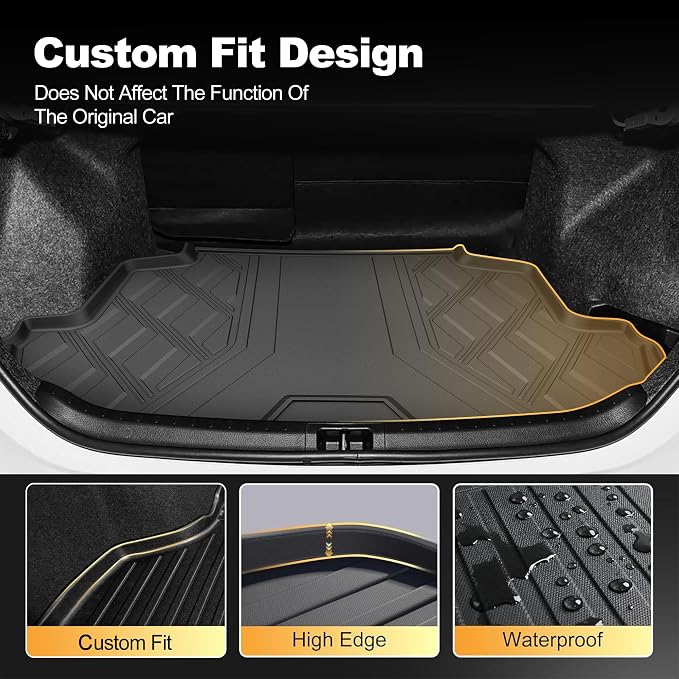 AOMSAZTO Floor Mats for Toyota Camry 2012-2017 (Not for Hybrid) Cargo Liner | All Weather Floor Liners & Cargo Mat Custom Fit Waterproof Trunk Mat Camry Accessories 1st & 2nd Row & Trunk Black - Image 5