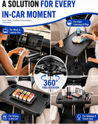 Car Seat Tray Table, Adjustable Car Desk for Laptop & Tablet, Multi-Function Travel Tray for Driver, Front Passenger & Rear Seats, Work & Eating Essential Car Accessory for Long Road Trips - Image 3