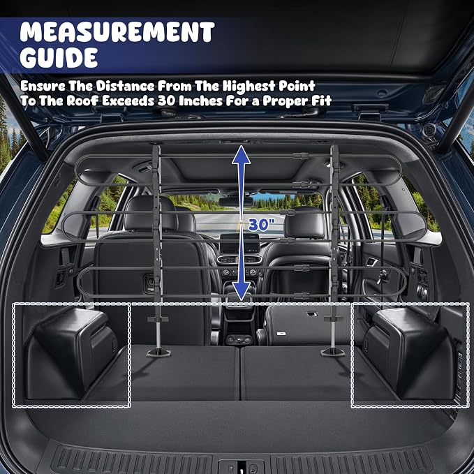 Magshion Adjustable Dog Car Barrier Pet Gate, Black | Fits Most SUVs, Trucks & Minivans, 34''-60'' Wide, Strong Metal Tubing, Keeps Dogs Safe, Easy to Store in Vehicles - Image 7