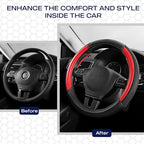 Skechers Air-Cooled Steering Wheel Cover, Leather Car Steering Wheel Cover Universal Fit 14" 1/2-15" Car Wheel Protector for Men Women Fit Suvs,Vans,Sedans,Car,Trucks,Red - Image 6