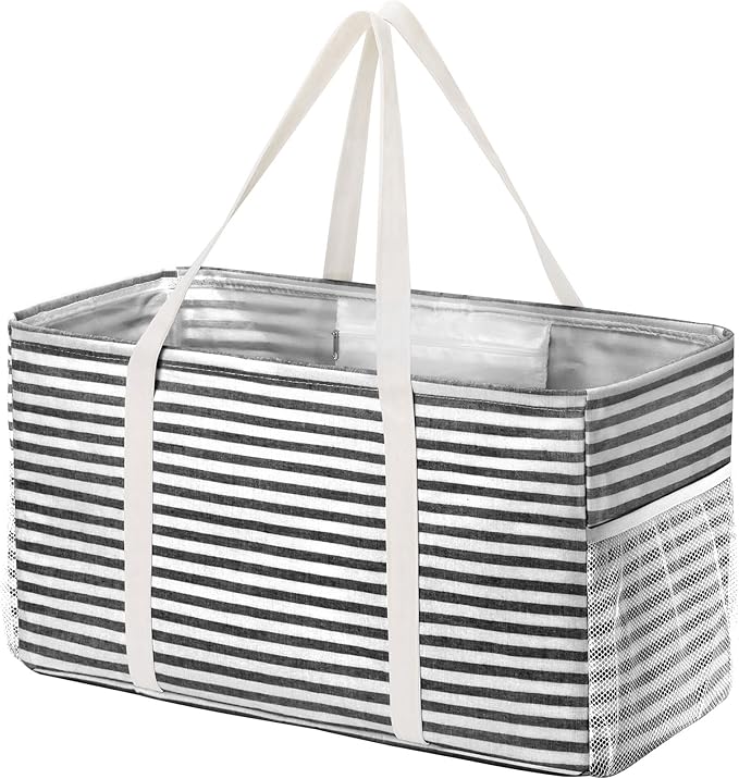 Lifewit Extra Large Tote Bag, Reusable Grocery Bags with Metal Wire Frame and Handles by Lifewit