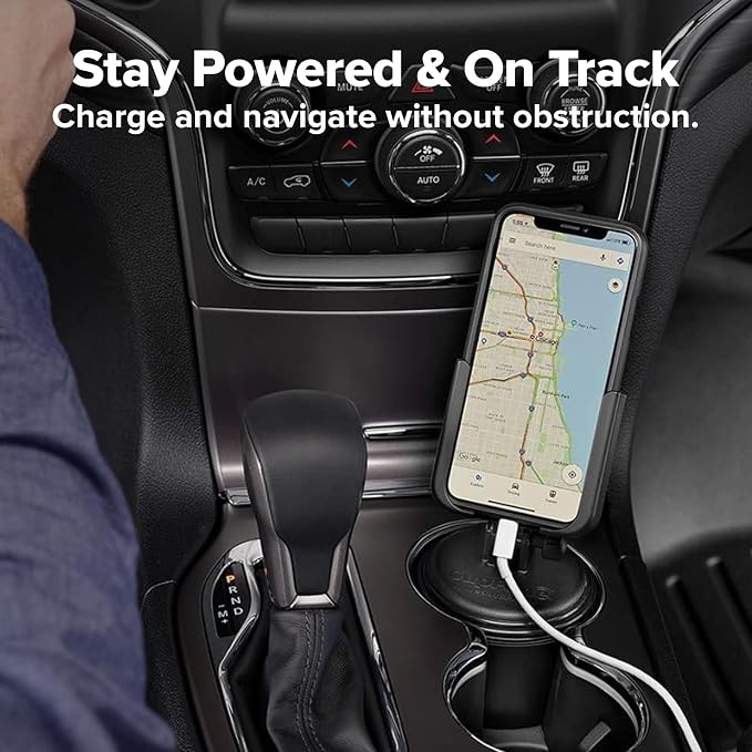 WeatherTech CupFone, Universal Cup Holder Phone Mount for Cars – Adjustable & Secure Fit with Open Access for Charging – Compatible with iPhone, Android - Metal Knobs, Gold - Image 8