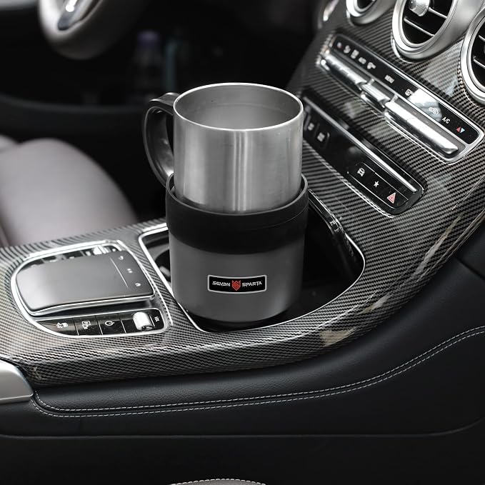 SEVEN SPARTA 2 Pack Car Cup Holder Expander Organizer Adjustable Base, Compatible with Yeti 20/26/30 oz, Hydro Flasks 32/40oz, Nalgenes 30/32/38/48 oz, Other Bottles in 3.4"-3.8" (Black and Silver) | Compatible with Yeti, Hydro Flask & Owala 32-40oz, U... - Image 7
