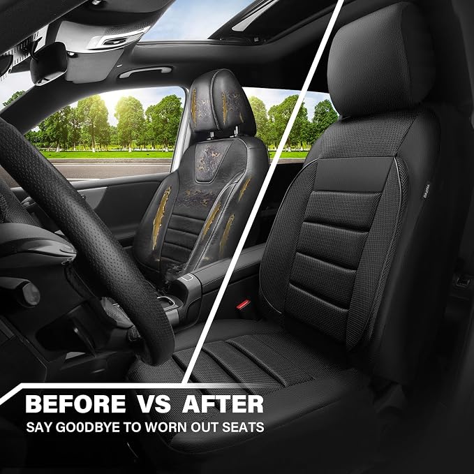 CAR PASS Breatherable Air Mesh Car Seat Covers Full Set, 3D Foam Back Support Automotive Seat Covers, All Season Car Seat Cover Fit Automotive,SUV,Sedan,Van, Airbag Compatible (Black) - Image 6
