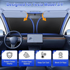 SINGARO Car Windshield Sun Shade, Foldable Reflective Sun Shade for Car Windshield, Compatible with Tesla Model Y Model 3 2016~2025 - Image 2