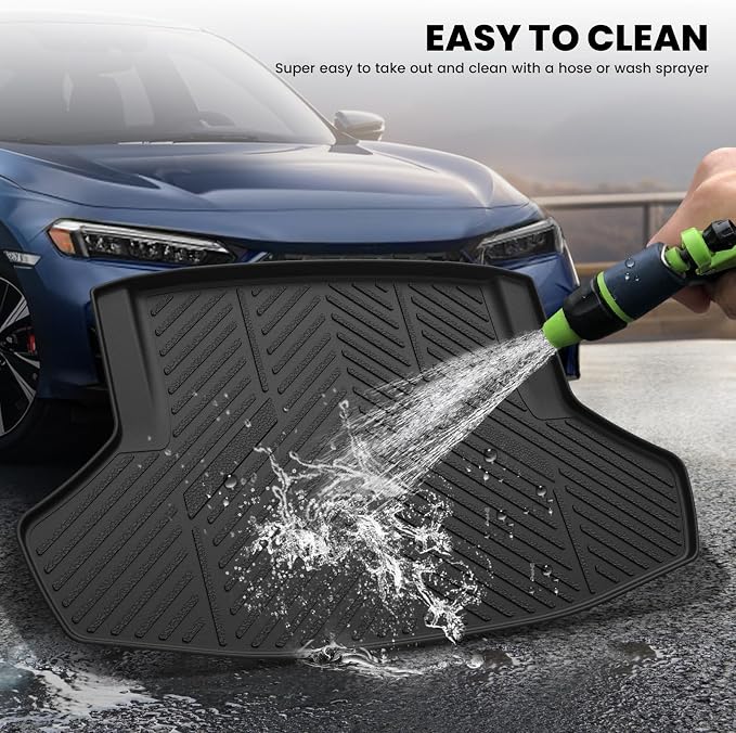 LASFIT All Weather Cargo Mats for Honda Civic 2022-2026 - Sedan | Full Surround TPE Mats, Tall Walls, 3D Custom Fit, Non-Slip, Easy Clean, Tool-Free Install, Vehicle-Specific Accessories - Image 7