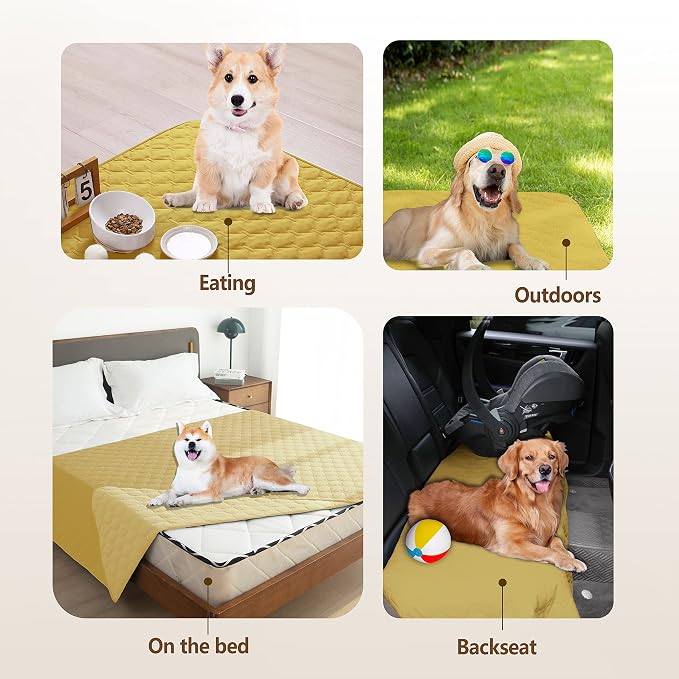 gogobunny 100% Double-Sided Waterproof Dog Bed Cover Pet Blanket Sofa Couch Furniture Protector for Puppy Large Dog Cat, Reversible (68x82 Inch (Pack of 1), Dark Yellow/Light Yellow) - Image 9