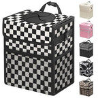 Capolo Car Trash Can with Lid, Leakproof Car Garbage Can Car Trash Bag | Waterproof, Trash Can for Car, 3 Mesh Pockets, Mini Hanging Vehicle Car Trash Bin, for Back/Front Seat (Black Square,2.5 Gal) by Capolo