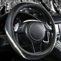CAR PASS Bling Diamond Black Leather Steering Wheel Cover, Studded Crystal Rhinestones Universal Fit 14" 1/2-15" Glitter for Women Sparkle Girl Fit Suvs,Vans,Sedans,Car,Trucks, Multicolor Diamond by CARPASS