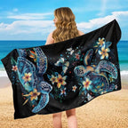 Boho Sea Turtle Car Seat Towel with Storage Bag Sweat Auto Seat Towel Cover Sea Turtle Flower Car Interior Accessories for Women Universal Non Slip Waterproof Protector for Beach Yoga Towels - Image 5