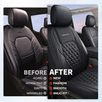 Huidasource 2007-2017 Wrangler JK Seat Covers 4 Door (Full Set/Black) | Waterproof Leather Custom Seat Cover, Front&Rear Seat Cushion Protector Fit for Jeep Wrangler JK 4-Door Sahara Sport Rubicon - Image 7