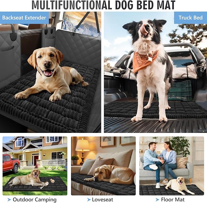 Dog Bed for Car Back Seat, Non-Slip Backseat Pet Mat XL, 59”X27.5” | Soft Blanket for Travel, Plaid Flannel, Quilted PP Cotton Filling, Non-Slip Backing, Machine Washable, Fit Backseat Extenders - Image 7
