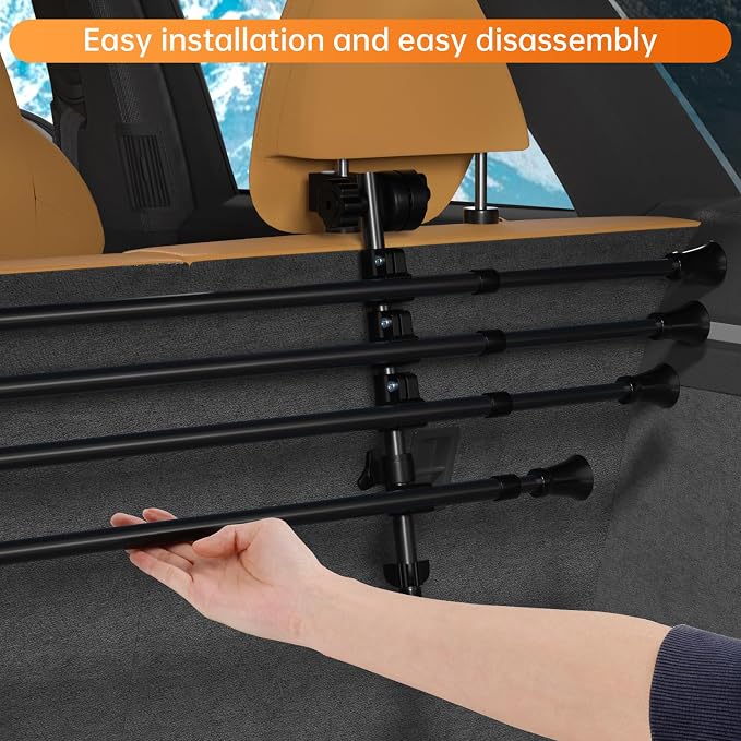 Topteng Adjustable Metal Pet Barrier for SUV, Car & Trucks Dog Car Guard gate Travel Barrier Big Dogs, Heavy-Duty Secure, Easy to Install & Store Universal Vehicles - Image 7