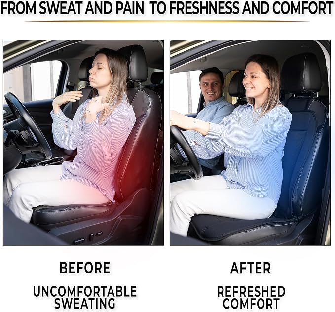 ZONETECH Cooling Car Seat Cover, Black Automotive Adjustable Temperature Comfortable Cooling Car Seat Cushion (1 Pack) - Image 4