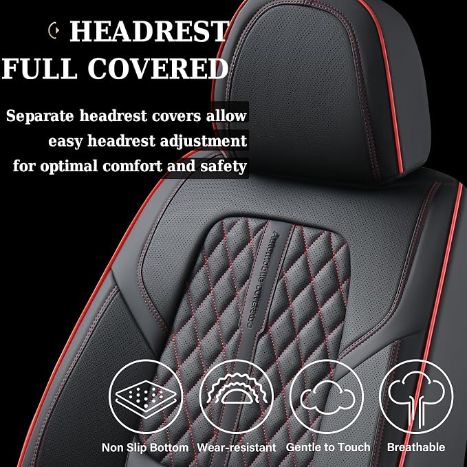 Coverado Nappa Leather Car Seat Covers Front Set, Luxury Waterproof Seat Protectors, Airbag Compatible Anti‑Slip Auto Seat Covers, Universal Fit for Most Cars SUVs Trucks Pickup Vehicles - Image 6