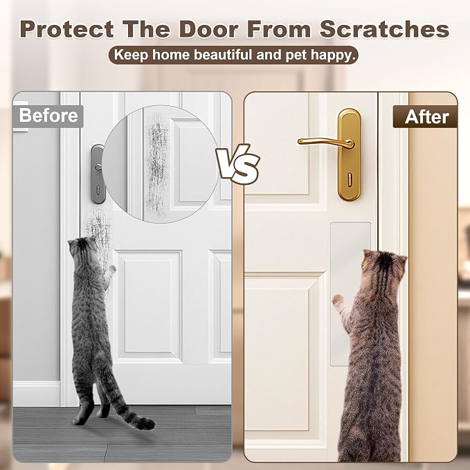 4 PCS 4"x14" Door Scratch Protector Dog, Self-Adhesive, Rounded Corners | Thickened Acrylic Door Protector from Dog Scratching, Anti-Scratch Guard for Dogs & Cats, Clear Protection - Image 2