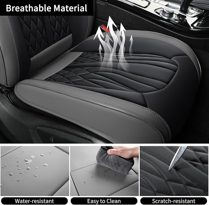 MINGBRON Leather Car Seat Covers,Car Seat Protector Waterproof,Seat Covers Full Set, Car Seat Protectors 5 Seats,Automotive Seat Covers Fit Most Cars Grey&Black - Image 8