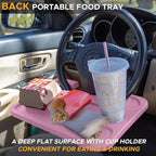 EcoNour 2 in 1 Car Steering Wheel Desk | Steering Wheel Tray for Laptop | Pink Food Table Tray for Eating with Drinks Holder | Car Accessories - Image 3