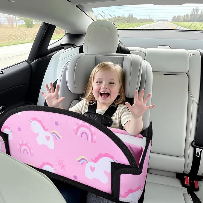2PCS Kids Travel Tray, Toddler Road Trip Essentials With Drawing Kit | Dry Erase Board, iPad Holder Stand, Adjustable Straps to Prevent Shaking, Multi-Pockets, Portable - Image 3