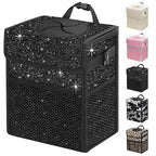 Capolo Car Trash Can with Lid, Leakproof Car Garbage Can Car Trash Bag | Waterproof, Trash Can for Car, 3 Mesh Pockets, Mini Hanging Vehicle Car Trash Bin, for Back/Front Seat (Sparkly Black,3 Gal) by Capolo