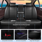 Car Seat Covers Fit for Honda HR-V 2016-2026 Full Set | Faux Leather Waterproof Automotive Seat Protectors,Compatible with Airbags,Easy to Install,5 Seats Black - Image 2