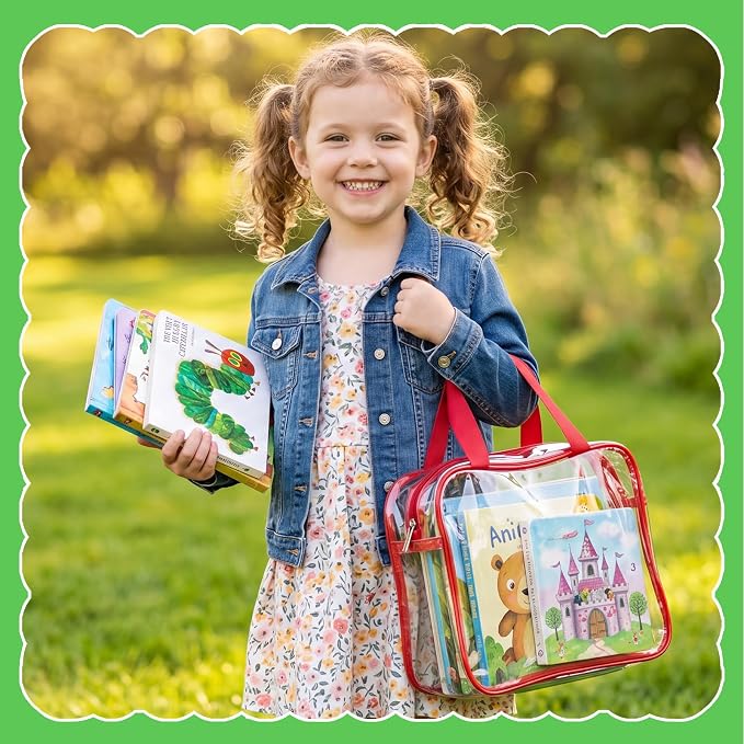 Toy Storage Bags 6 Pack, Clear PVC Toy Organizers, Colorful | Waterproof PVC, Large 30 x 10 x 22 CM Size, Label-Ready, For Toys, Books, Puzzles, Classroom and Travel - Image 5