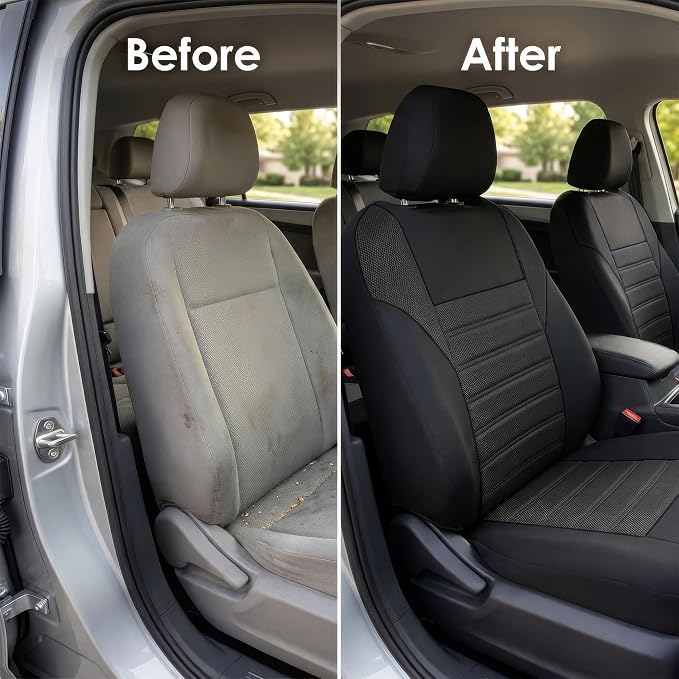 FH Group Automotive Car Seat Covers Full Set Premium 3D Air Mesh Front Seat Covers, Airbag Compatible & Split Bench Cover Universal Fit Interior Accessories for Cars Trucks and SUVs - Black - Image 8