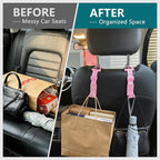 Amooca 4 Pack Anti-drop Headrest Hooks Adjustable Car Seat Organizer | Universal Fit with Clip, Hanger for Backpack Umbrella Water Bottle Coat Purses Handbags Groceries, 40lb Heavy Duty, Pink - Image 5