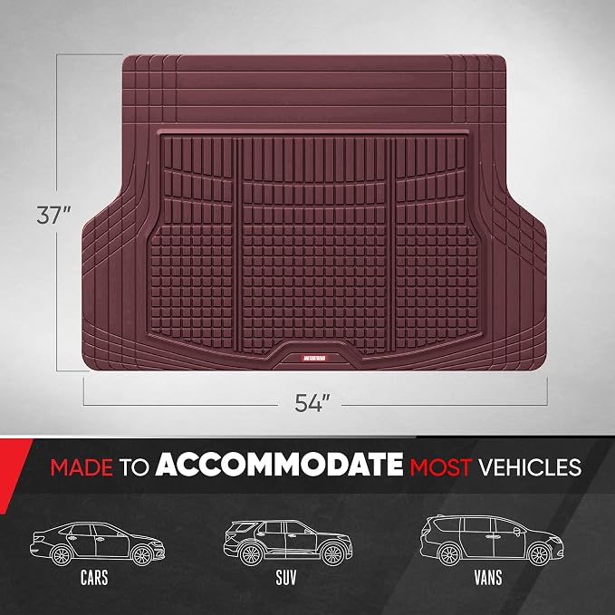 Motor Trend FlexTough Rear Cargo Mat – Heavy-Duty Trimmable Car Trunk Mat for Back of SUV, Universal Rear Cargo Liner for SUV, Flexible Trunk Liner, Automotive Floor Mats & Cargo Liners (Burgundy) - Image 3