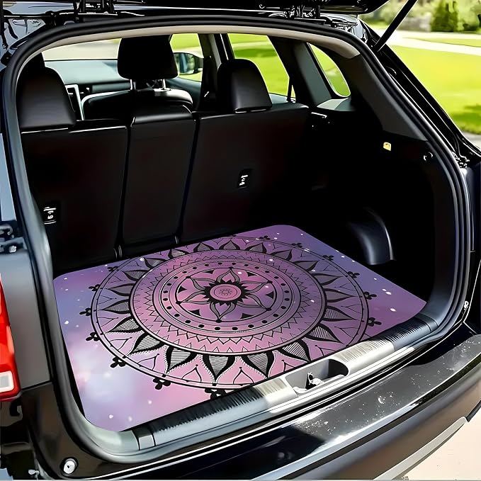 Universal Car Trunk Mat 29" x 39", Purple Datura Print All Weather Trunk Protection Cargo Liner, Durable Cargo Mat Rear Trunk Liner, Stylish Vehicle Interior Accessories Suitable for Most Car Models - Image 3