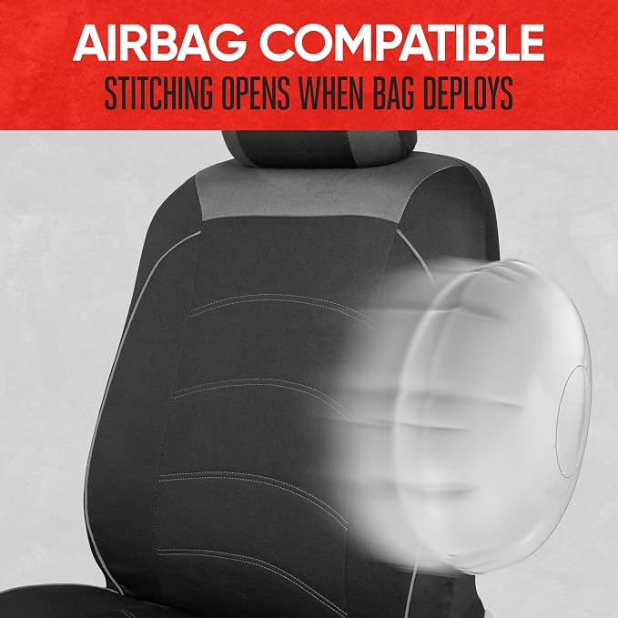 Motor Trend Black Cloth Car Seat Covers for Front Seats – Premium Automotive Bucket Seat Covers, Made for Vehicles with Removable Headrests, Interior Covers for Car Truck Van SUV Seat Protector - Image 7