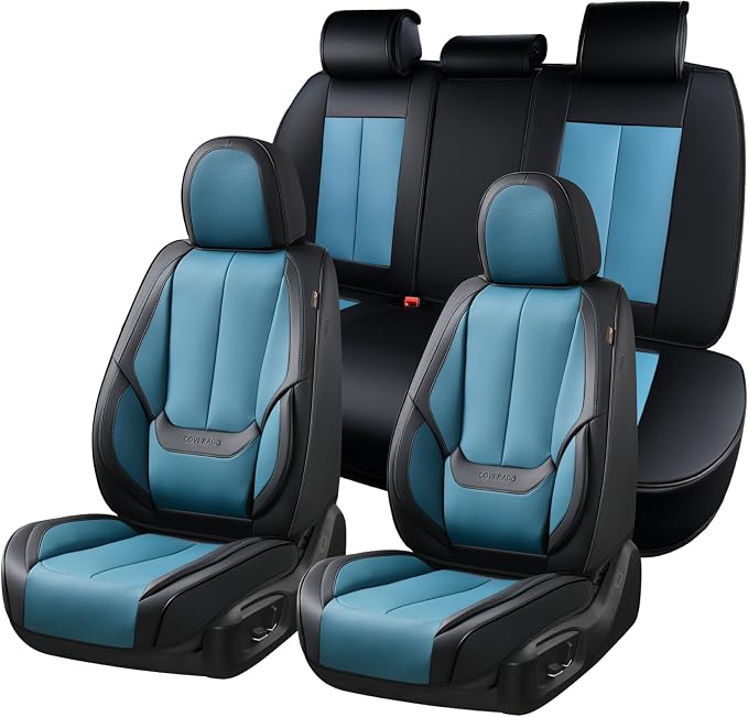 Coverado Car Seat Covers, Seat Covers for Cars, Waterproof Leather Auto Seat Protectors, Leather Car Seat Cushion, Car Interiors Accessories Universal Fit for Most Cars by COVERADOAUTO
