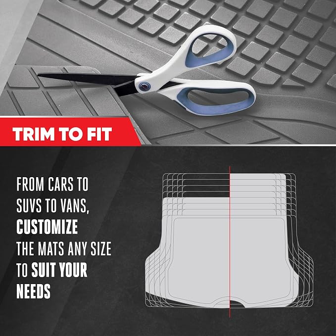 Motor Trend FlexTough Rear Cargo Mat – Heavy-Duty Trimmable Car Trunk Mat for Back of SUV, Universal Rear Cargo Liner for SUV, Flexible Trunk Liner, Automotive Floor Mats & Cargo Liners (Gray) - Image 4