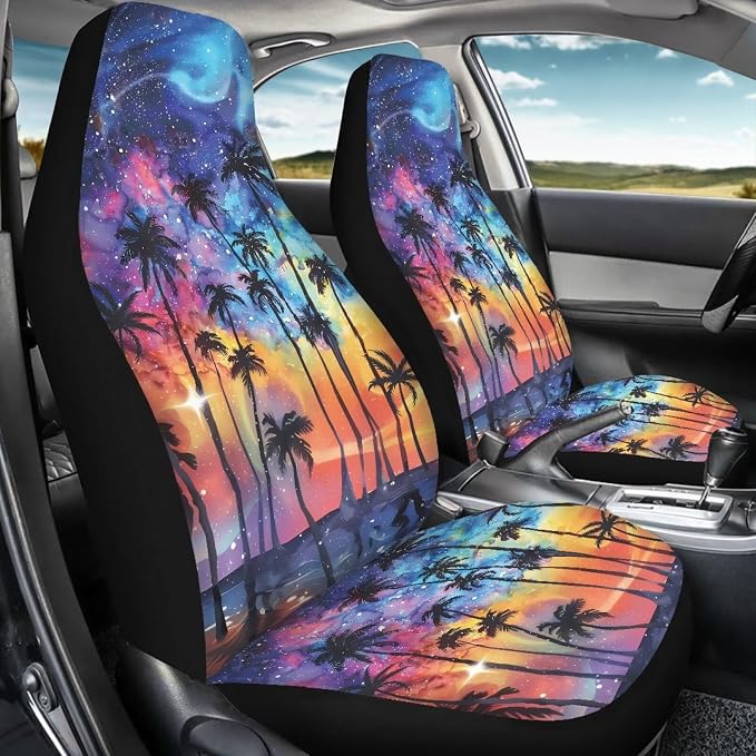 Sunset Palm Tree Car Seat Covers Front Seats Set of 2, Universal Protective Car Seat Cover Breathable&Washable Automotive Vehicle Cushion Cover, Fit for Cars, Trucks, and SUV - Image 7