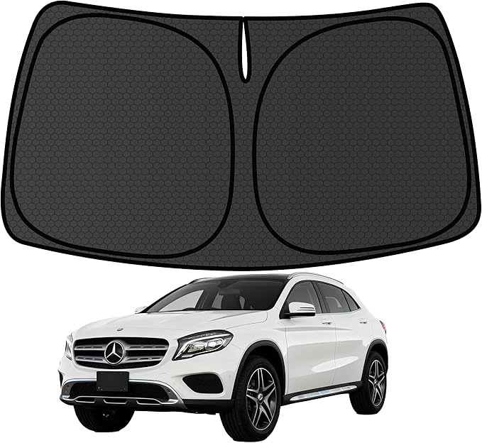 GLA Windshield Sun Shade for Benz GLA200 GLA250 GLA45 2014-2020 Blocks UV Rays Accessories,1:1 Custom Foldable Thickened Wear-Resistant Front Window Sunshade Visor,Keeps Your Car Cooler by Achaltiza