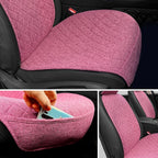 BOPUOVRE Linen Front Car Seat Covers Breathable Fabric | Car Seat Protector Universal Fit Cars Vans SUVs Trucks 2 Units Pink - Image 2