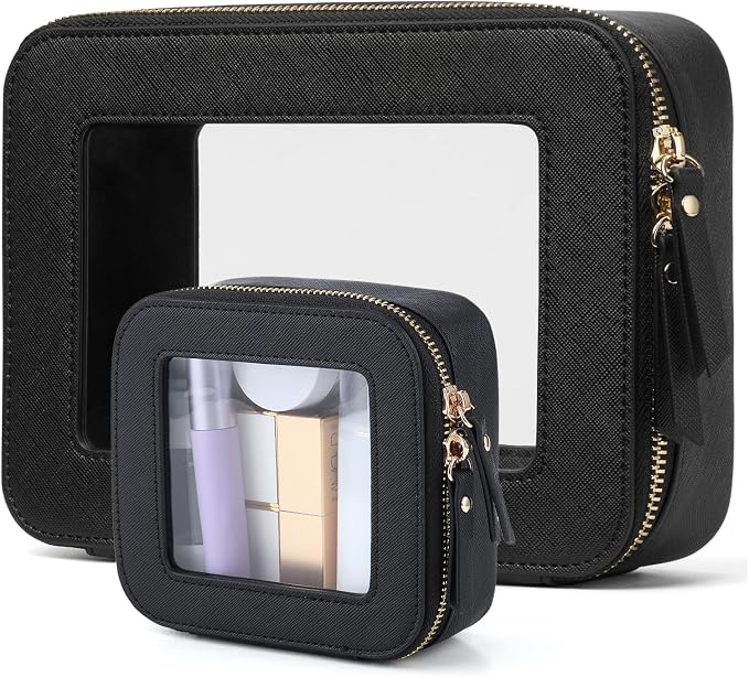 Clear Makeup Bag with Mini Cosmetic Bags,Travel Toiletry Bag for Women,Portable Cosmetic Bag Case, Transparent Waterproof Cosmetic Organizer Storage Bag for Women Men by FASAOH