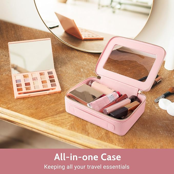 Aveniee Clear Makeup Bag Set (2-Piece Mini & Midi) - Travel Toiletry Organizer for Women, Waterproof Cosmetic Pouch & Car Accessory for Travel Size Toiletries, Pink - Image 5