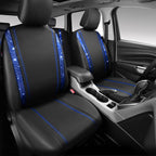 CAR PASS Bling Diamond Car Seat Covers Full Set, Shining Rhinestone Waterproof Faux Leather, Rear with Zipper, Universal Fit Automotive Glitter Crystal Sparkle Strips for Cute Women Girl, Blue - Image 2
