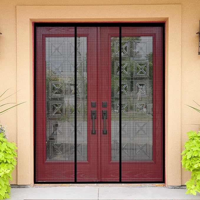 Magnetic Door Screen Fit Door Size 72 x 80 Inch, Sunmoxia Durable Reinforced Fiberglass Mesh Curtain, Heavy Duty Screen Door with Full Frame Hook & Loop for Sliding Doors,Patio - Image 6