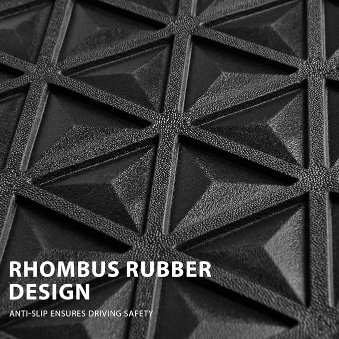 CAR PASS Bling Diamond Car Mats Rubber Floor Mats Full Set Anti-Slip 3D Rhombus Waterproof Trim to Fit Liner Universal Glitter Crystal Sparkly Shining Rhinestone Girl Women SUV Sedan, Black Diamond - Image 9