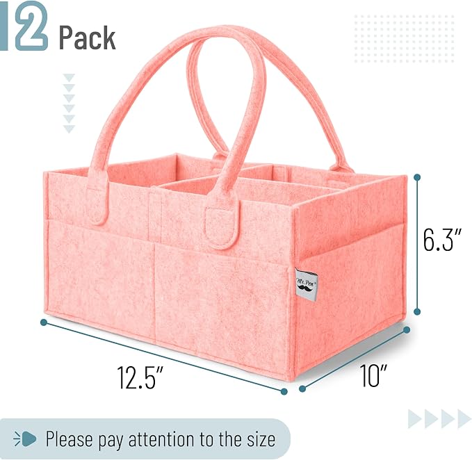 Mr. Pen- Baby Diaper Caddy Organizer, 2 Pack, Pink | Nursery Storage Bin and Car Organizer for Diapers and Baby Wipes - Image 2