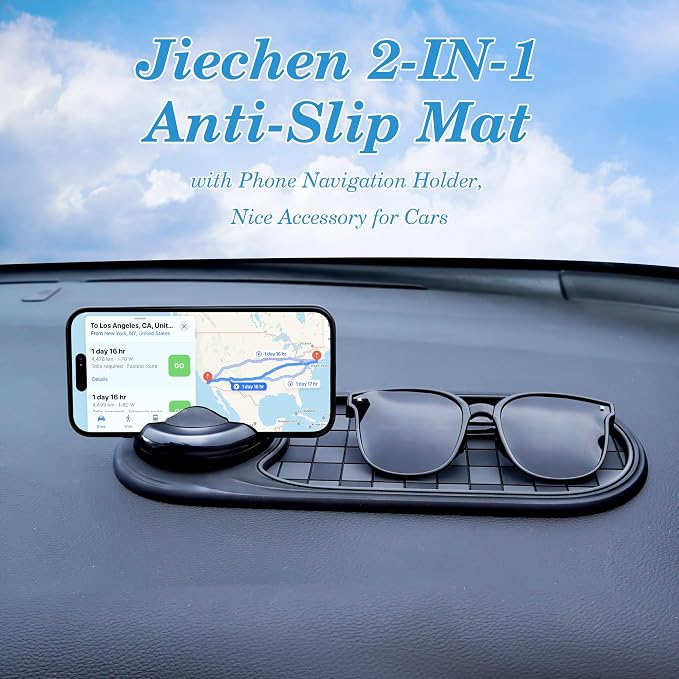 Universal Anti-Slip Car Dashboard Mat with 360° Rotating Phone Holder – Multi-Functional Organizer Pad for Phones, Sunglasses, Keys, and Daily Essentials (Gray Black) - Image 7