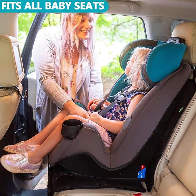 PIDO Car Seat Protector for Child Car Seat with Thick Padding, Black/Red | Waterproof, Non-Slip Backing, No Imprint, Carseat Protector Cover, Protect Leather Seats - Image 7
